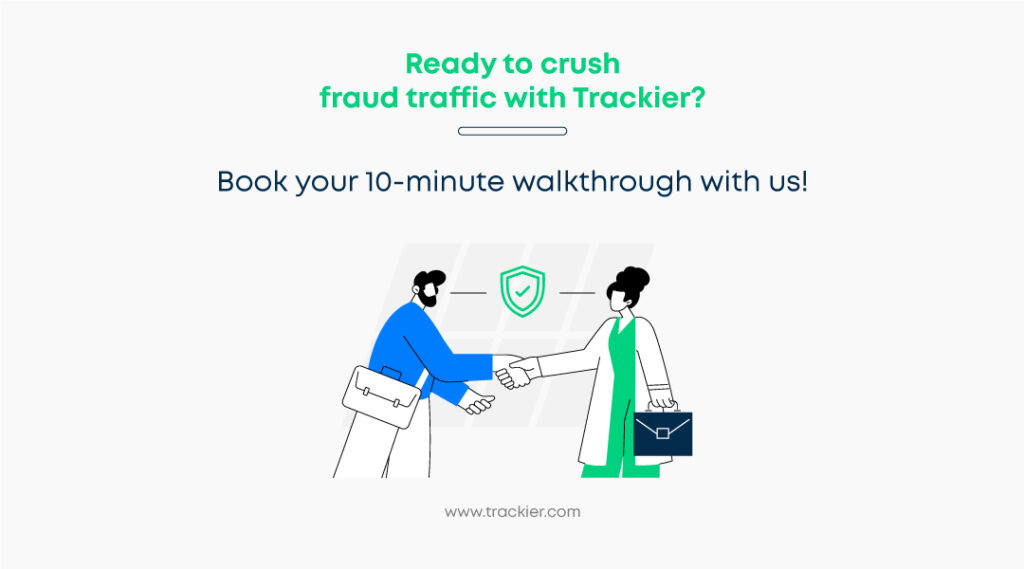 report banner asking readers to book free trial with trackier igaming platform